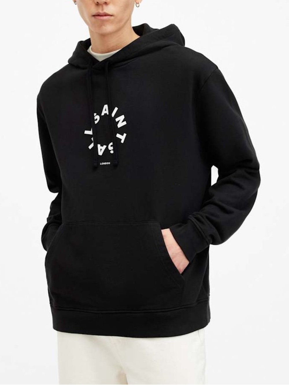 NWOT All Saints Tierra Pullover Circle Logo Hoodie Size Small Men’s
